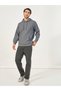 Waffle Textured Quilted Boxy Fit Hoodie with Kangaroo Pocket - 2