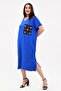 Women's Plus Size Knitted Pocket Detailed Blue Dress - 5