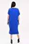 Women's Plus Size Knitted Pocket Detailed Blue Dress - 6