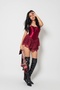 Burgundy Mini Dress with Lace Detailed Corset Look Shorts - 6