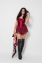 Burgundy Mini Dress with Lace Detailed Corset Look Shorts - 4