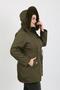 Women's Khaki Water Repellent Bondit Fabric Detachable Hooded Plus Size Coat - 2