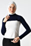 Turtleneck Hijab with Neck Collar and Sleeves in Navy Blue - 6