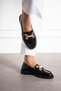 Women's Black Patent Leather Daily Comfortable Oxford Casual Calvanized Buckle Quality Classic Loafer Shoes - 4