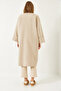 Women's Beige Folded Sleeve Single Button Pocketed Lined Cashmere Coat 60261169 - 7