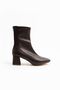 Women's Brown Stretch Boots Quality Ankle Medium Heeled Winter Boots - 3