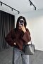 Women's Crew Neck Wide Sleeve Soft Bearded Sweater - 3