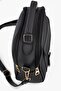 Women's Black Lacost Leather 3-Compartment Hand and Shoulder Bag with Adjustable Strap - 4