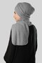 Gray Winter Self-Scarf Plush Hijab Bonnet Jacquard Plain 2329_15 - 3