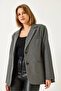 Women's Anthracite Padded Double Pocket Lined Blazer Jacket 3338 60261198 - 4