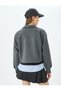 Classic Collar Snap Button Pocket Detailed Stamped Crop Jacket - 4
