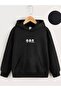 Kids Unisex Hooded Mini Head Printed Sweatshirt - Black