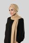 Beige Winter Self-Scarf Plush Hijab Bonnet Jacquard Plain 2329_12 - 2