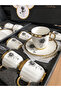 Melody 6-Person Porcelain Coffee Cup Set 90 ml 5142 Gold Model-2 - 2