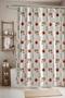 Bathroom Curtain, Red Autumn Flowers Pattern Shower Curtain, Bathtub Curtain 175X200Cm