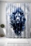 Bathroom Curtain, Navy Blue King Lion Pattern Shower Curtain, Bathtub Curtain 175X200Cm - 3