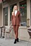 Women's High Waist Ankle-Length Belted Lightweight Lycra Fabric Pants with Side Pockets (Belt Included)-Dark Tan
