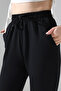 Women's Black Modal Fabric High Waist Double Pocket Soft Textured Rubber Leg Detailed Sweatpants - 5
