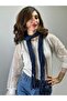 130X40 cm Beaded Combed Cotton Soft Women's Scarf Shawl Dark Blue - 4