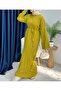 Lace-Up Long Crew Neck Knitwear Dress