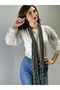 130X40 cm Beaded Combed Cotton Soft Women's Scarf Shawl Khaki