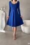 Cobalt Blue Long Sleeve Button Detail Midi Length Imported Crepe Fabric Dress - 2