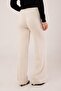 Ribbed Waist Elastic Wide Leg Beige Knitwear Trousers - 4