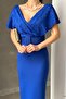 Cobalt Blue Belted Scuba Fabric Pearl Detail Dress - 3