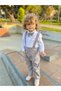 Gray Cotton Harem Salopet Classic Long Sleeve Shirt with Bow Tie - 5
