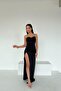Black Heart Collar Deep Slit Detailed Scuba Fabric Dress - 4