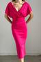 Fuchsia Belted Scuba Fabric Pearl-Detail Dress - 6