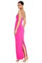 Pink Stretch Fabric Scuba Crepe Fabric Maxi Dress with Slit - 4