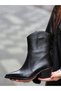 (Salvador) Real Leather Zipper Cowboy Boots Genuine Black Flotter Leather Women's Western Boots Black - 2