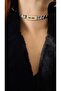 Black and white pattern leather gold detailed bracelet choker - 2