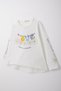Girl's Long Sleeve T-Shirt with Colorful Lettering and Floral Print, Ages 3-8, Ecru - 8