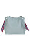 Women's Soft Leather 3-Compartment Handbag, Shoulder Bag with Scarf and Chain Accessories - 2