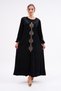 Women's Paiet Embroidery Detail Long Velour Dress - 2