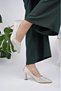 Women's Stone Detailed Beige Evening Dress Heeled Shoes - 2