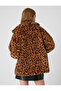 Plush Coat with Leopard Pattern, Zipper, Stand Collar and Pockets - 4