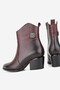 Women's Claret Red Genuine Natural Leather Number 36-41 Thick Heel Boots & Booties - 4