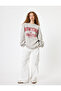 Oversize Sweatshirt Crew Neck College Printed Long Sleeve Embossed - 2
