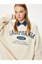 Oversize Sweatshirt College Printed Long Sleeve Crew Neck Ribbed