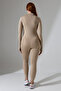 Long Leggings Jumpsuit with Zipper Diving Fabric Beige Color Without Fleece - 8