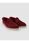 100% Genuine Leather Burgundy Suede Shearling Women's Loafer - 2