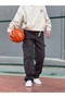 Anthracite Color Men's Cargo Pocket Gabardine Baggy Loose Pants - 3