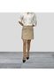Silvery Beige Tweed Fabric Mini Length Front Trim Pocketed Buttoned Lined Lightweight A-Line Skirt - 7