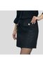 Silvery Black Tweed Fabric Mini Size Front Ornamental Cover Pocket Buttoned Lined Lightweight Bell Skirt - 4