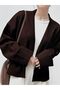Women's Brown V-Neck String Tie Knitwear Cardigan - 2
