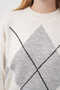 Women's Baklava Pattern Oversize Sweater Stone - 5