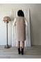 Short Beige Tweed Square Neck Gilet Dress - 3
